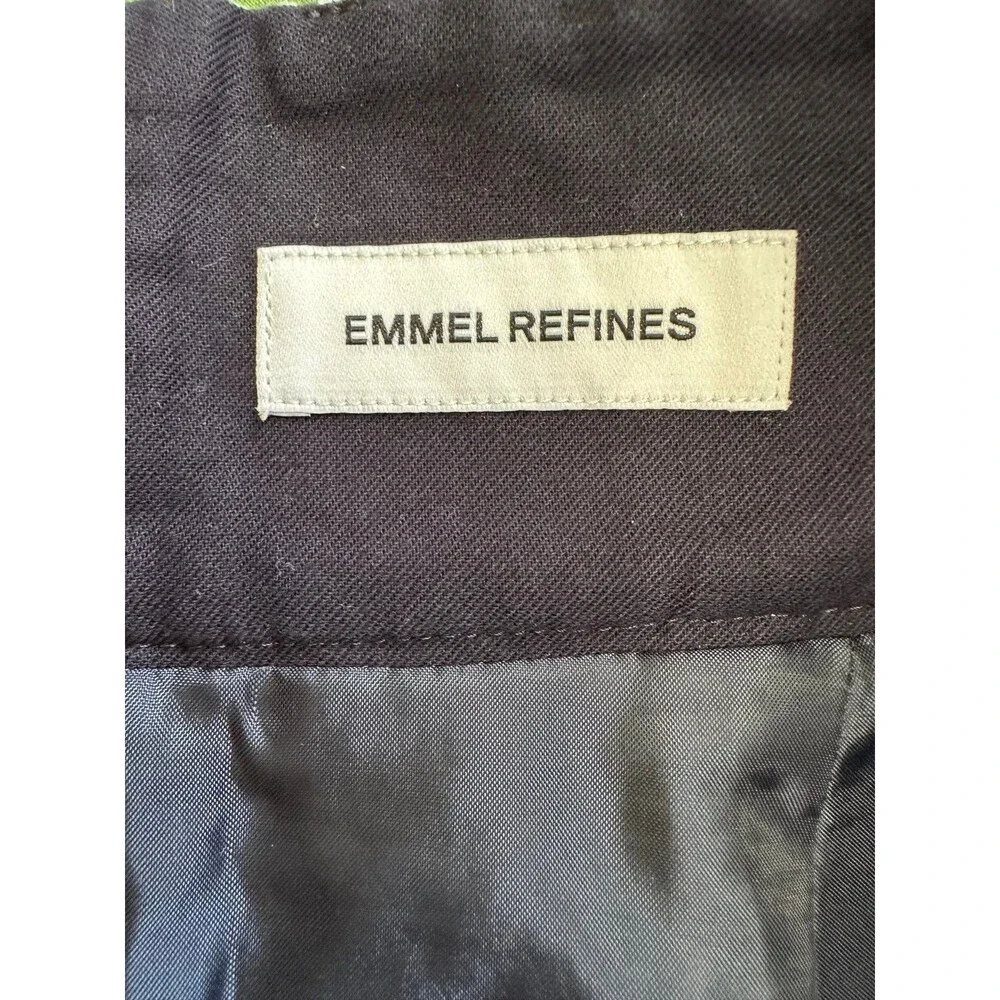 Emmel Refines Geometric Tweed Faux Pockets Fitted Waist A-Line Mini Skirt M